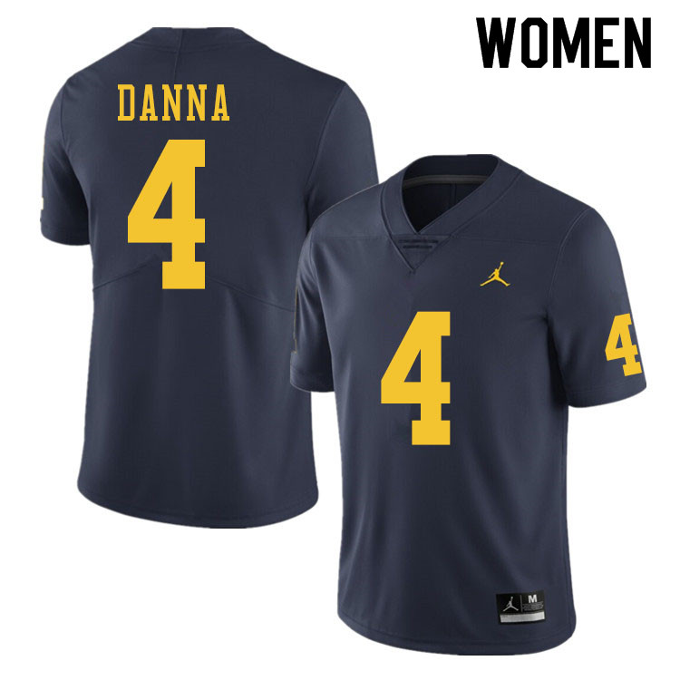 Women #4 Michael Danna Michigan Wolverines College Football Jerseys Sale-Navy